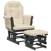 Poltrona | Sedia Relax Glider con Sgabello Bianco Crema in Tessuto