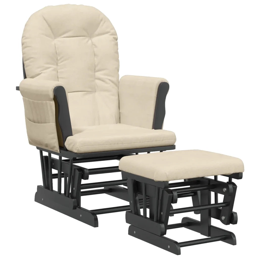 Poltrona | Sedia Relax Glider con Sgabello Bianco Crema in Tessuto