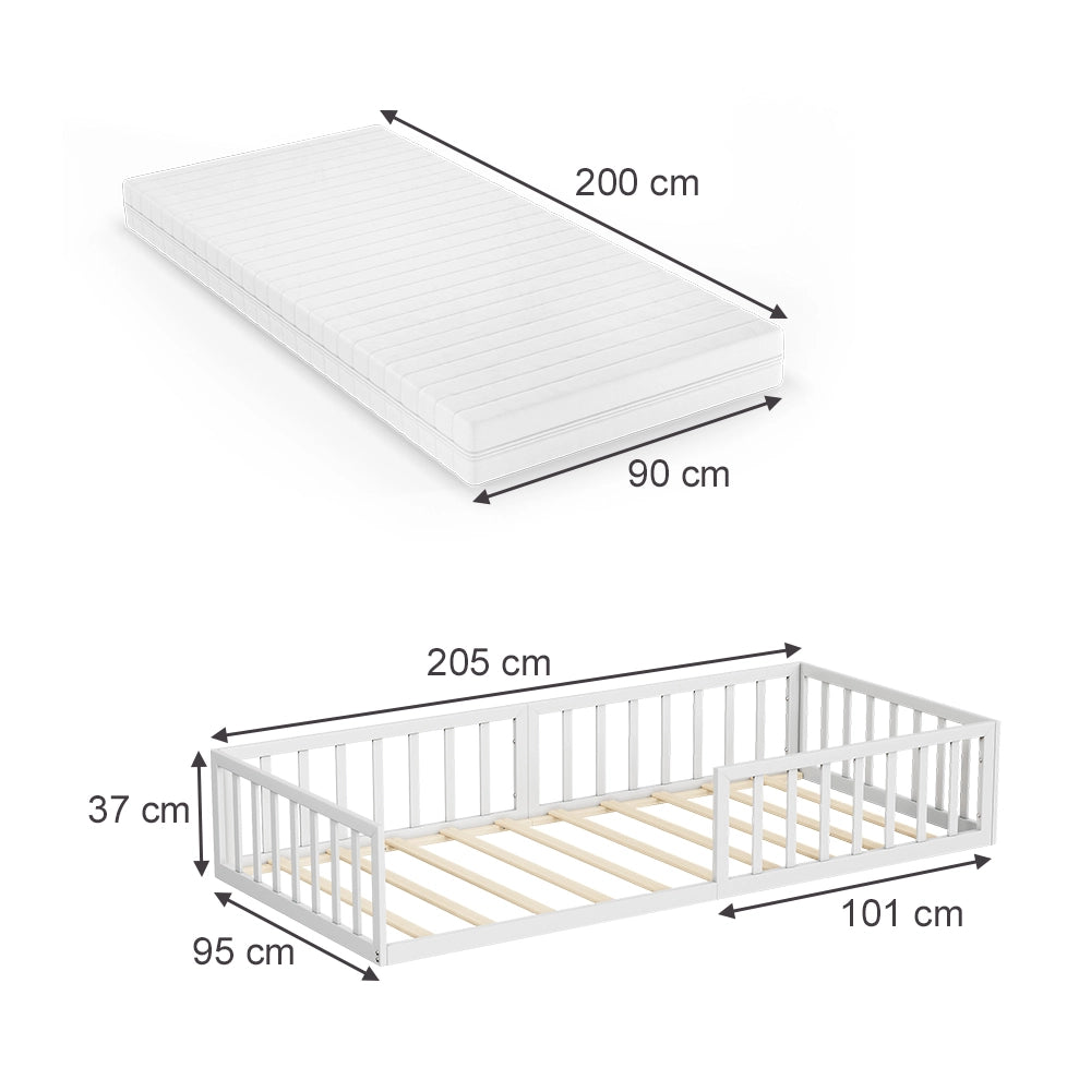 Vitalispa Letto per bambini Bianco 90x200 con materasso