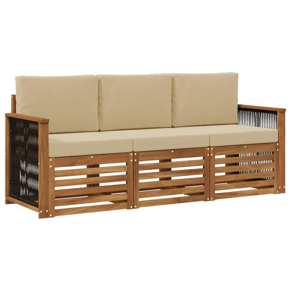 Set divani con cuscino 3 pcs Legno di Acacia Massello