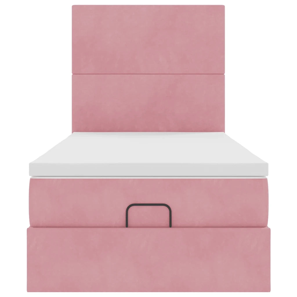 Struttura Letto Pouf con Materassi Rosa 100x200 cm Velluto 3313384
