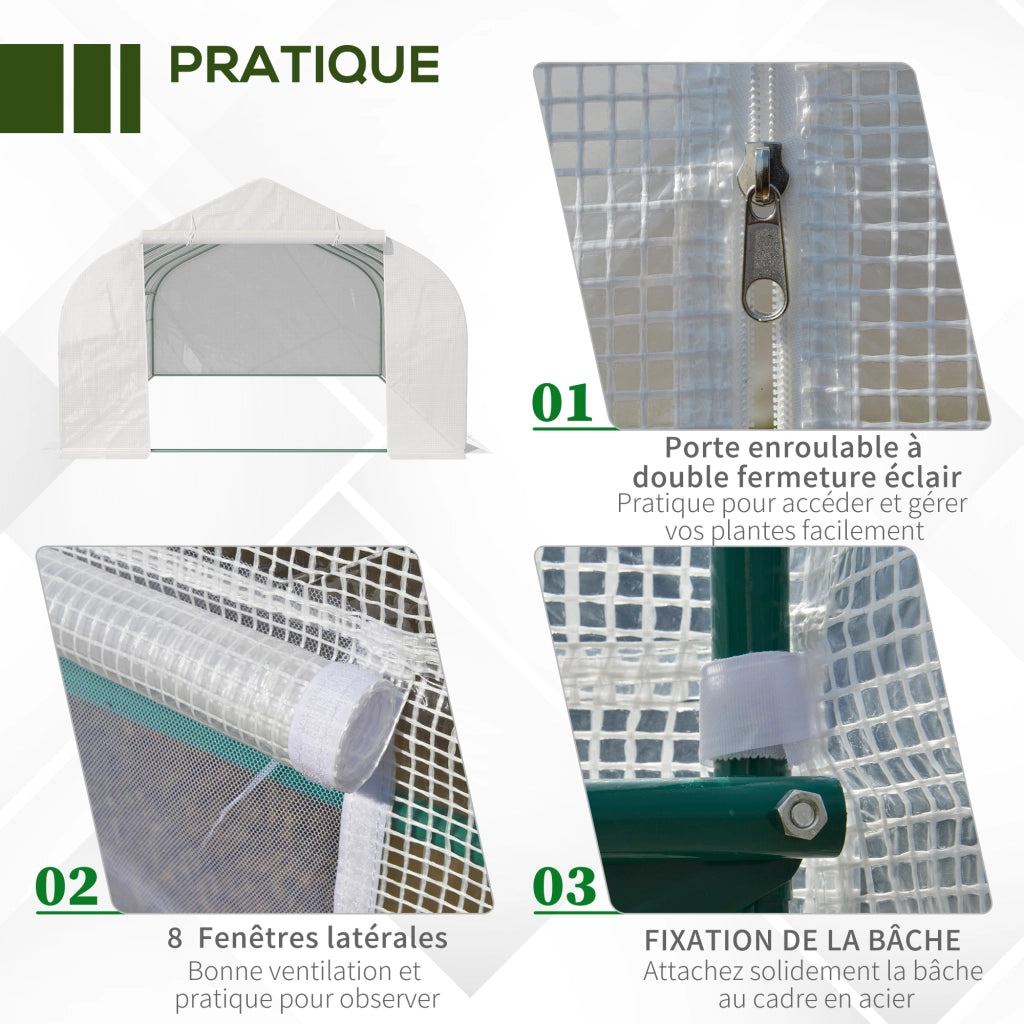 Serra Tunnel da Giardino 18 m2 ¨C zephmum ¨C 5.95x3x2 m Acero Bianco