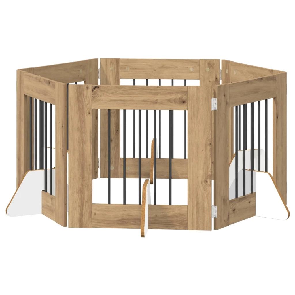 Cancello per cani con supporti 6 pcs Rovere Artigianale 892162