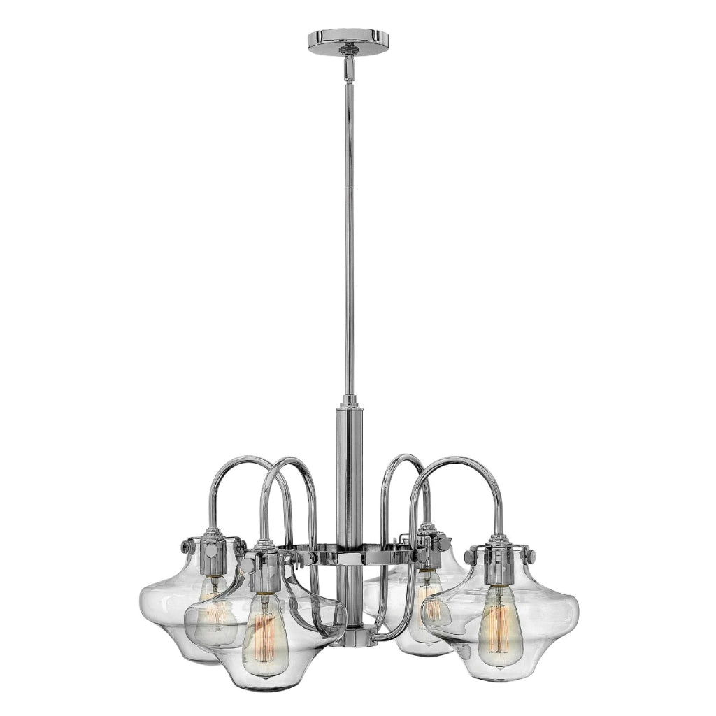 Lampadario vetro cromato Congress 4xE27 IP20 Hinkley