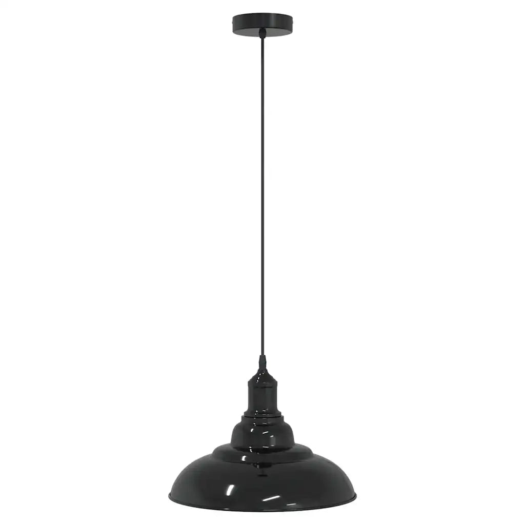 Lampada a Sospensione Regolabile E27 Nero Lucido ?31 cm Metallo CFW4431406