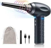 Pulitore d'aria - Pulitore di superfici - Indicatore di batteria - 3 velocità - Flusso d'aria - Senza fili - Ricaricabile - Pulitore di banco - Nero