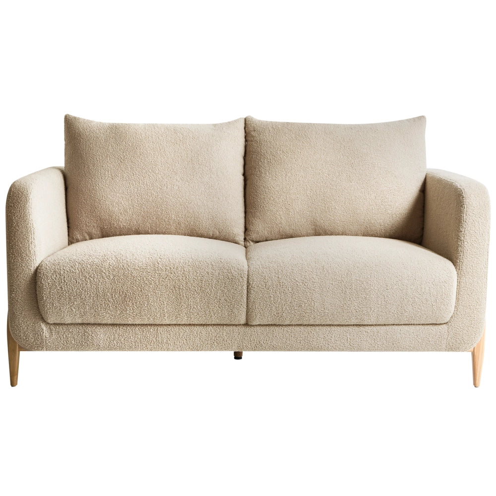 Divano a 2 posti Rivestimento in beige Gambe in legno con braccioli Angolo lettura soggiorno Stile scandinavo moderno