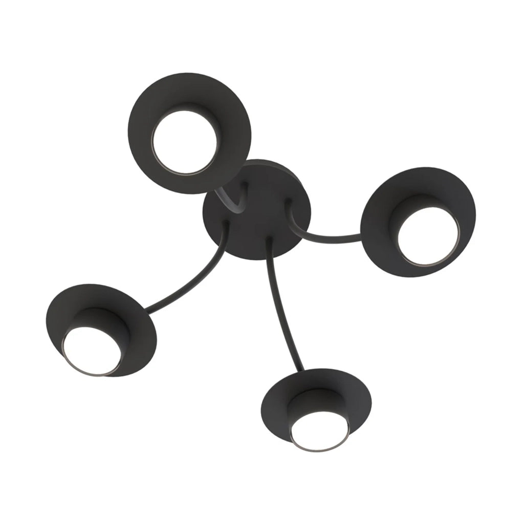 Plafoniera Moderna Giunone Acciaio Nero 4 Luci Gx53 Ip20