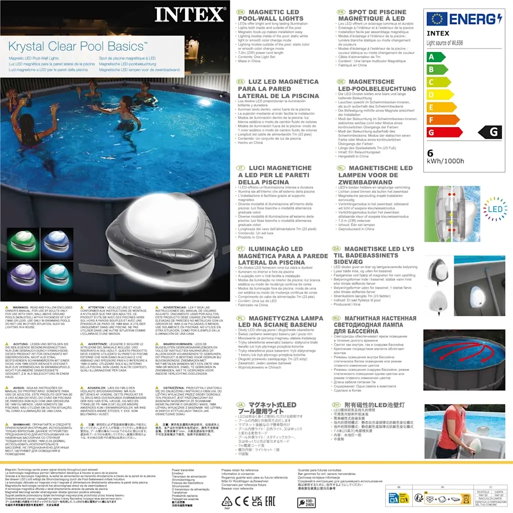INTEX Lampada a LED da Parete Magnetica per Piscina 28698 91588