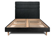 Letto 135x190 cm con testiera in linea - tessuto bouclé