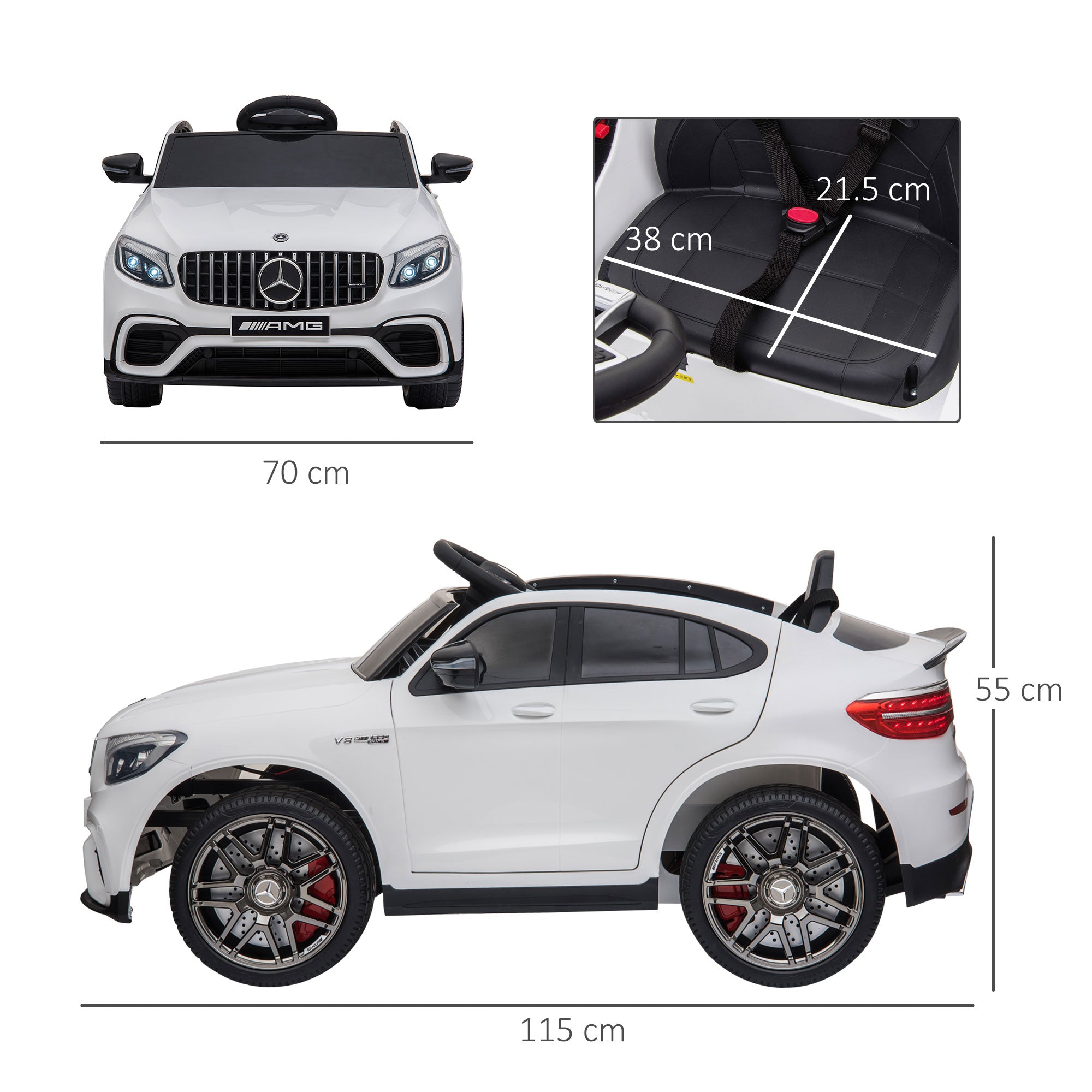 Macchina Elettrica per Bambini 12V con Licenza Mercedes GLA 45 AMG Bianca