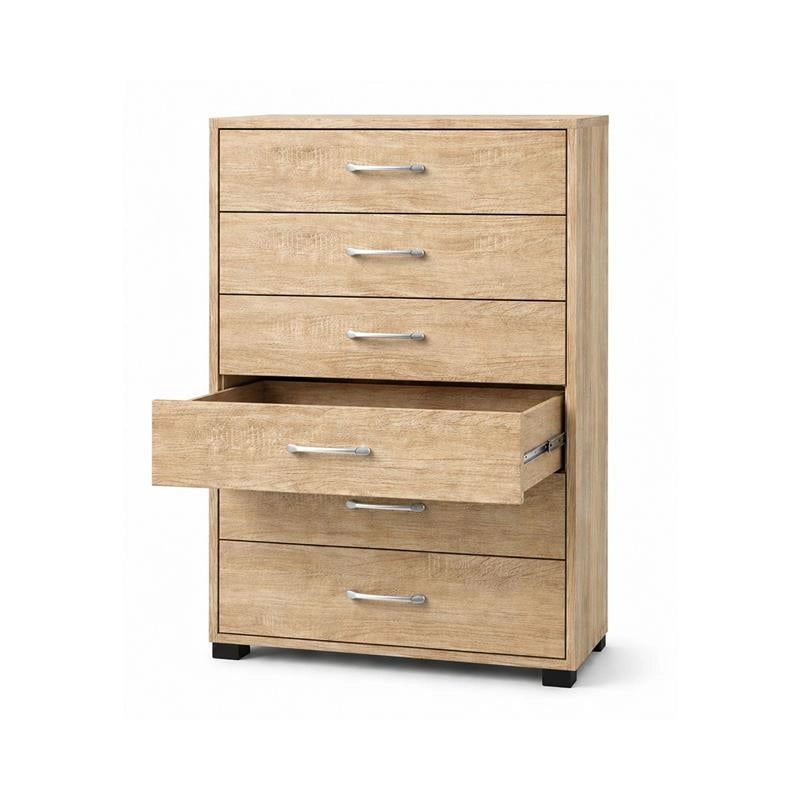 CASSETTIERA IN LEGNO CON SEI CASSETTI E PIANO D 'APPOGGIO COLORE ROVERE DIMENSIONI 68X40X120 CM