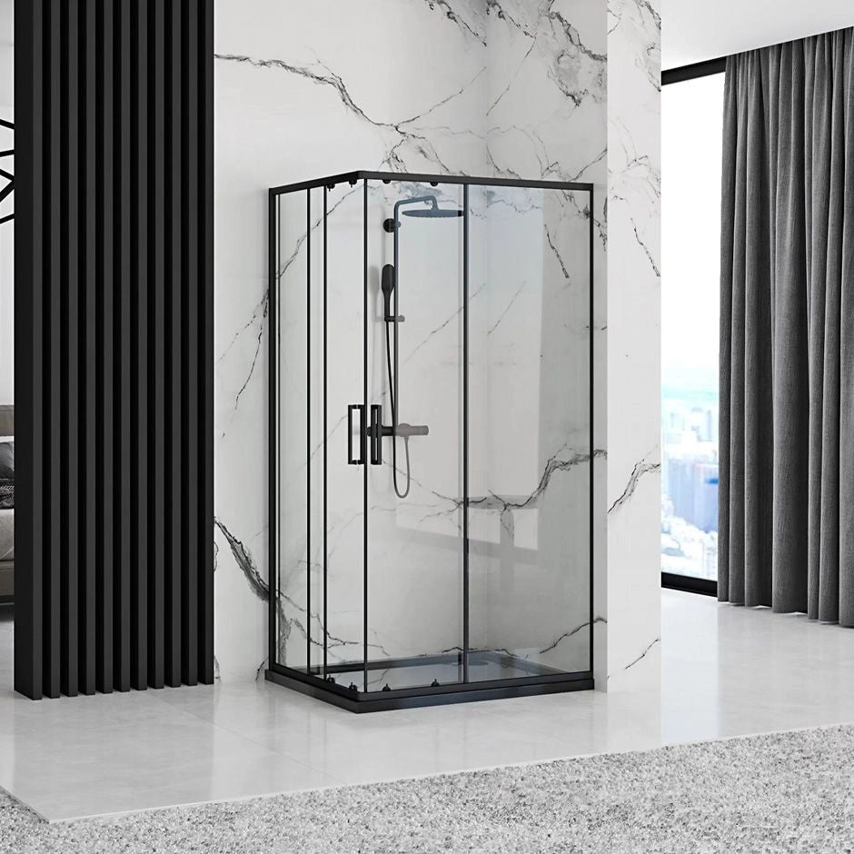 Cabina Doccia Rea Punto Black 80x100 con piatto doccia Savoy