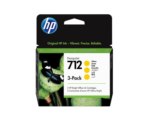 HP Confezione da 3 cartucce di inchiostro giallo originale DesignJet 712 da 29 ml