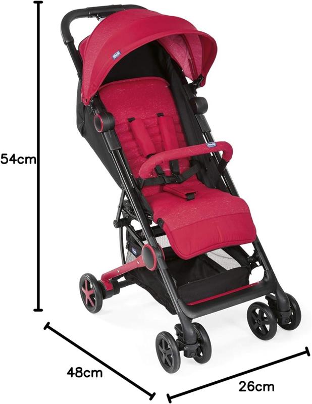CHICCO PASSEGGINO MIINIMO PER NEONATI TRIO 3 IN COLORE RED PASSION 48X54X26 CM FINO AI 15 KG - 4 POSIZIONI PESO 6.3 KG