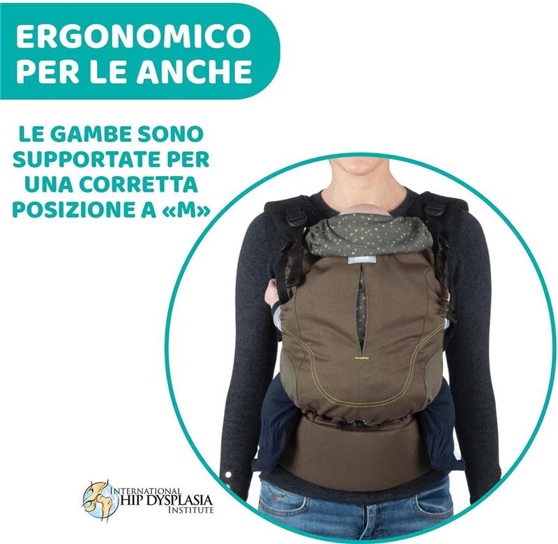 CHICCO MARSUPIO NEONATI MYAMAKI FIT PORTA BAMBINO MAX 15 KG CON SEDUTA E PANNELLO REGOLABILI SUPPORTO SCHIENA E COLLO LEAF