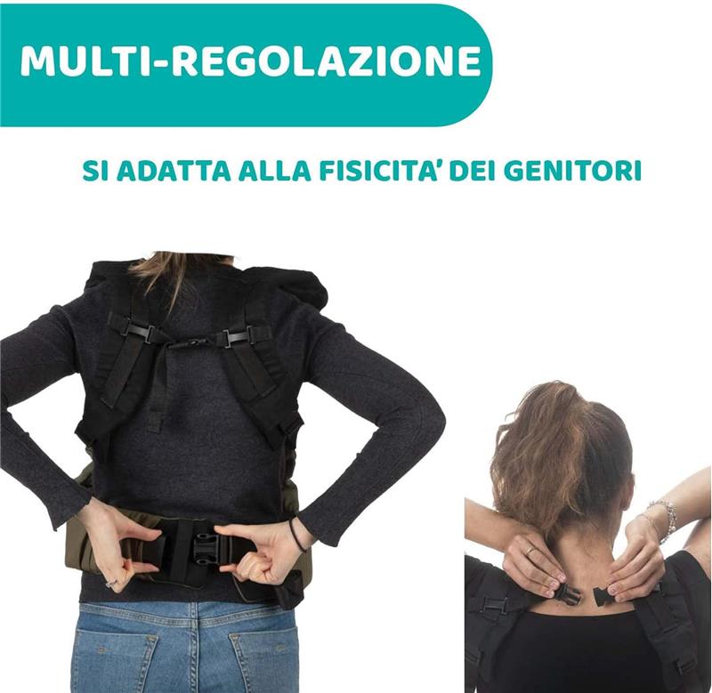 CHICCO MARSUPIO NEONATI MYAMAKI FIT PORTA BAMBINO MAX 15 KG CON SEDUTA E PANNELLO REGOLABILI SUPPORTO SCHIENA E COLLO LEAF
