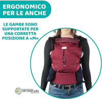 CHICCO MARSUPIO NEONATI MYAMAKI FIT COLOR BORGOGNA MAX 15 KG CON SEDUTA E PANNELLO REGOLABILI SUPPORTO SCHIENA E COLLO LEAF