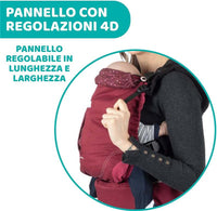 CHICCO MARSUPIO NEONATI MYAMAKI FIT COLOR BORGOGNA MAX 15 KG CON SEDUTA E PANNELLO REGOLABILI SUPPORTO SCHIENA E COLLO LEAF