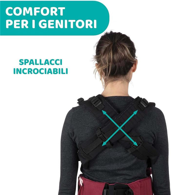 CHICCO MARSUPIO NEONATI MYAMAKI FIT COLOR BORGOGNA MAX 15 KG CON SEDUTA E PANNELLO REGOLABILI SUPPORTO SCHIENA E COLLO LEAF