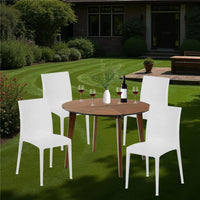 SET 4 SEDIE MADAME IMPILABILI IN POLIPROPILENE DESIGN ELEGANTE CON RILIEVO COLORE BIANCO DA ESTERNO