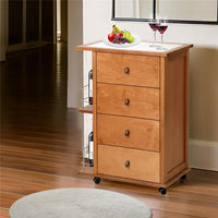 CASSETTIERA POKER + PORTABOTTIGLIE ROVERE IN FAGGIO BASE INFERIORE MULTISTRATO DI BETULLA 4 CASSETTI RUOTE IN PLASTICA GOMMATA