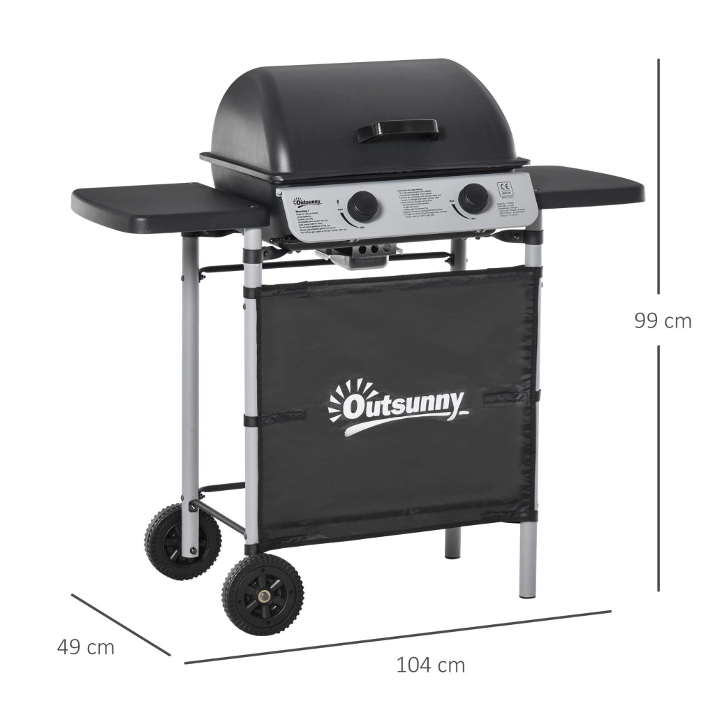 Easycomfort Barbecue a Gas con Coperchio, Bruciatori da 5.6kW, BBQ e Ruote, 104x49x99cm