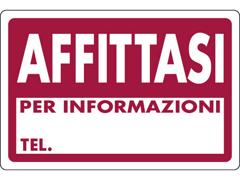 cartello segnaletico affittasi  cm. 30x20 cod:ferx.vit7782