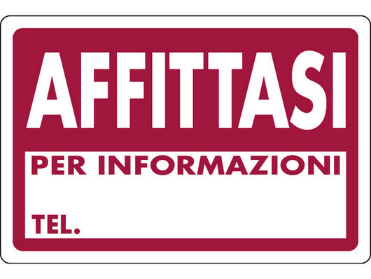 cartello segnaletico affittasi  cm. 30x20 cod:ferx.vit7782