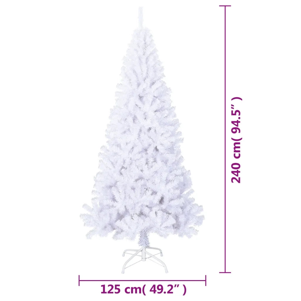 Albero di Natale Artificiale con Rami Folti Bianco 240 cm PVC