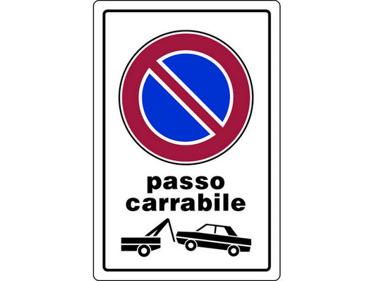 cartello segnaletico passo carrabile  cm. 20x30 cod:ferx.vit7773