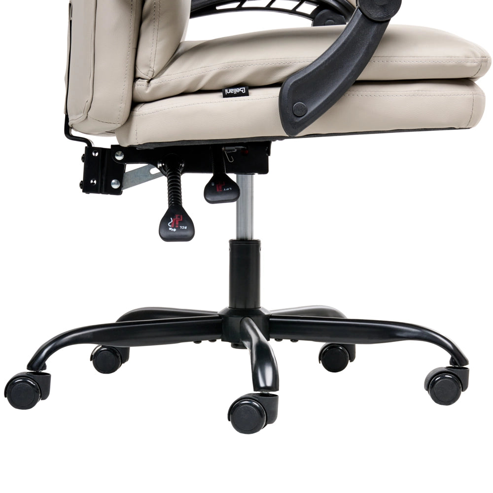 Sedia da ufficio direzionale Beige Chiaro Rivestimento in ecopelle Regolazione dell'altezza della seduta Imbottitura girevole