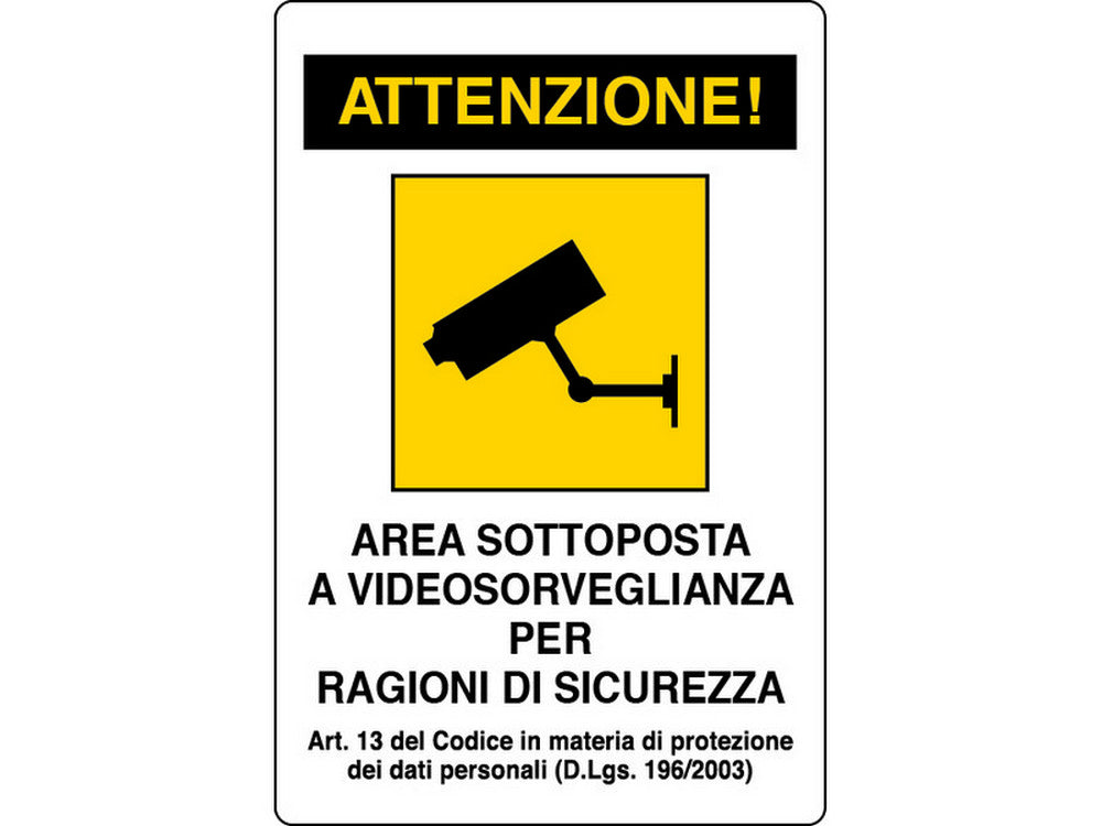 cartello segnaletico area videosorvegliata  cm. 20x30 cod:ferx.vit27876