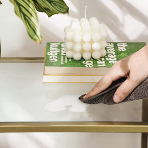 Tavolo CONSOLLE per SOGGIORNO Valora con piano in vetro e metallo dorato per la casa