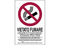 cartello segnaletico vietato fumare con legge  cm. 20x30 cod:ferx.vit20022