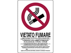cartello segnaletico vietato fumare con legge  cm. 20x30 cod:ferx.vit20022