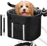 Porta bicicletta pieghevole per piccoli animali domestici, cane e gatto, portabicicletta rimovibile, sblocco rapido, installazione facile, borsa bicicletta rimovibile, picnic, shopping, M, nero