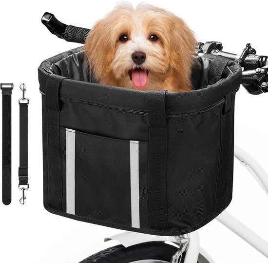 Porta bicicletta pieghevole per piccoli animali domestici, cane e gatto, portabicicletta rimovibile, sblocco rapido, installazione facile, borsa bicicletta rimovibile, picnic, shopping, M, nero