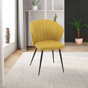 Set 2 sedie tessuto giallo e piedi in metallo nero Krid