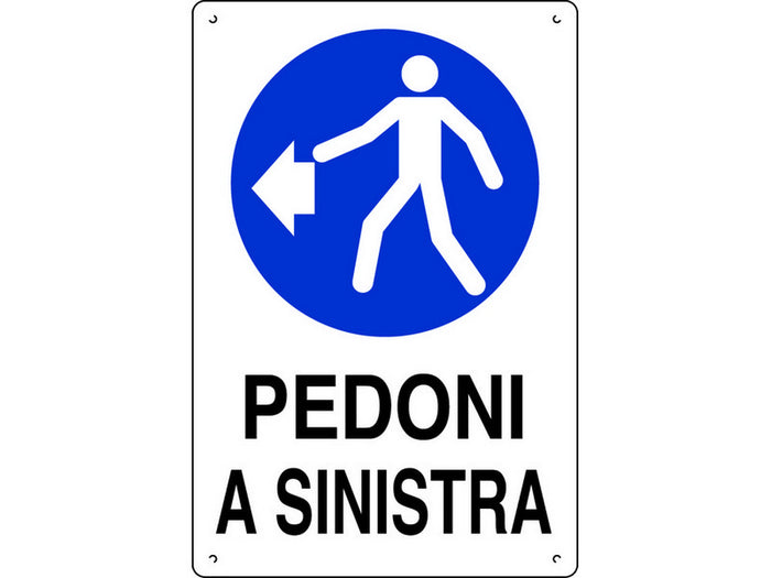 cartello segnaletico pedoni a sinistra  cm. 40x60 cod:ferx.vit40598