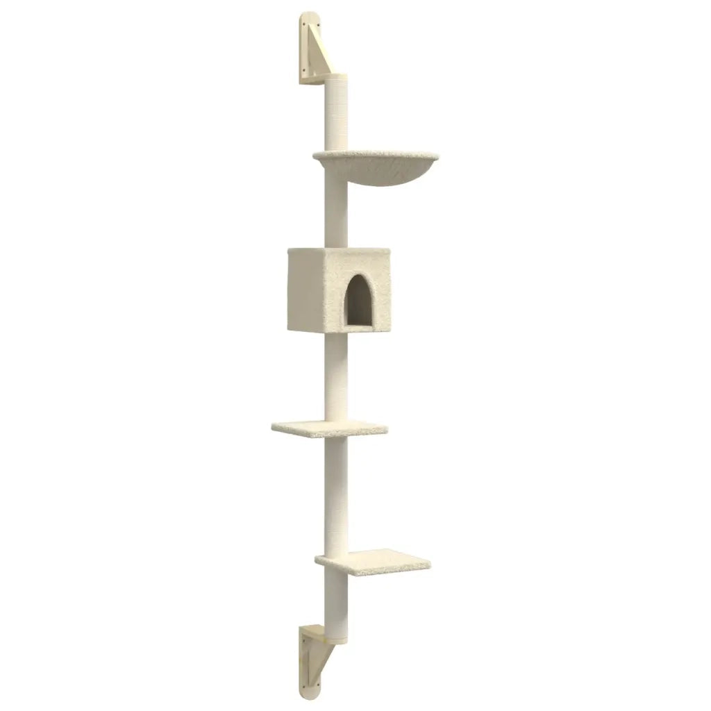 Albero per Gatti con Tiragraffi a Parete Crema 187 cm 172398