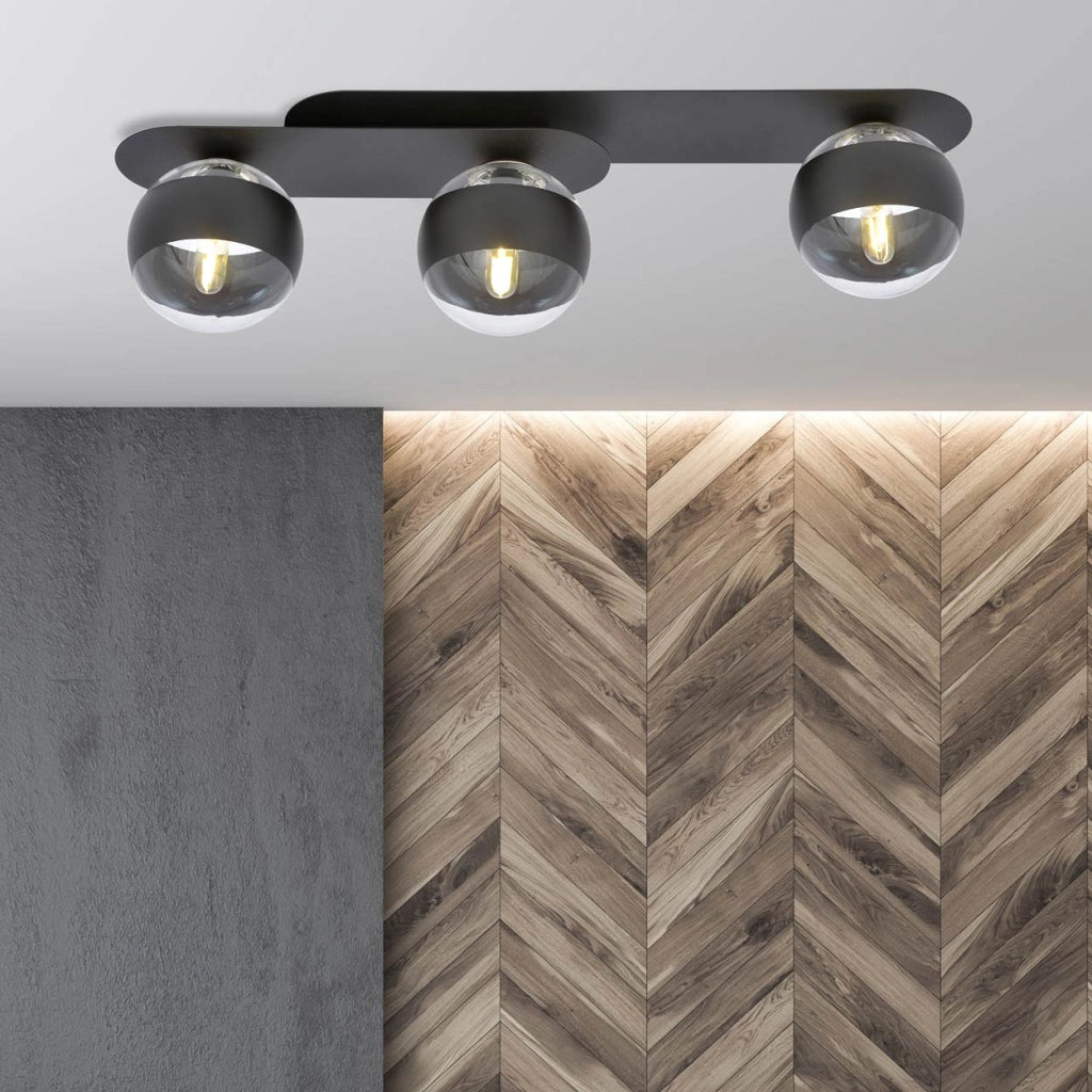 Plafoniera Emibig Plaza 3 3xE14 metallo nero trasparente