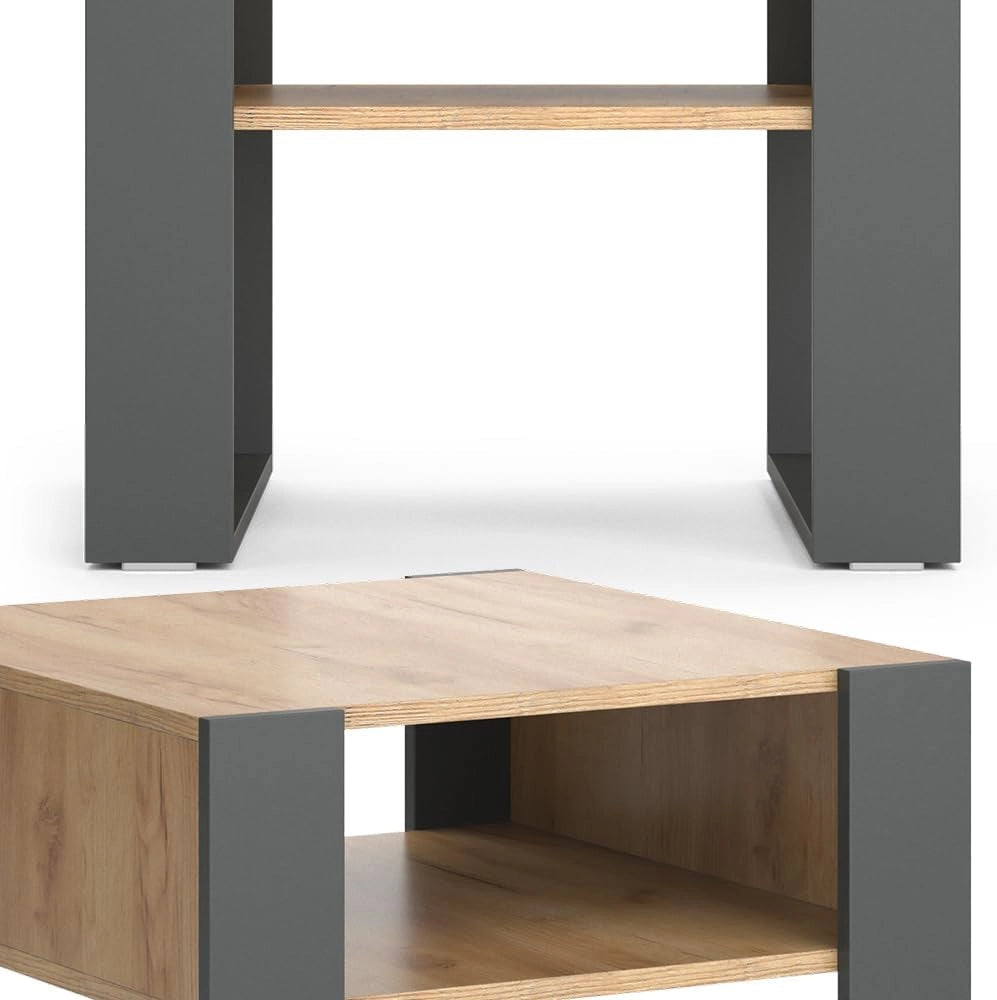 Tavolino da salotto, Antracite, 59.2 x 50.6 cm, adatto per riporre riviste e telecomandi