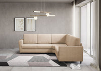 Divano Angolare 5 Posti 228x228x85 cm Yasel in Tessuto Beige
