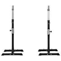 Set 2 Rack Porta Bilanciere in Acciaio, 2 Ganci con Altezza Regolabile, Capacità 150kg, 55x57x105-170cm, Nero