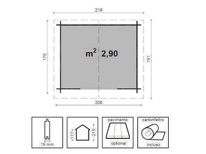 Casetta di legno Clara cm206x176 Losa blockhouse abete impregnato autoclave
