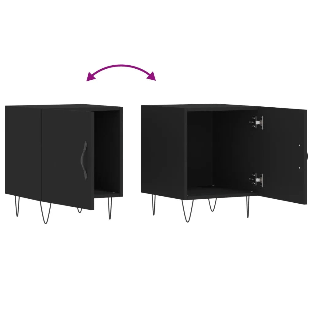 Comodini 2 pz-Set di 2 Tavolino da notte Neri 40x40x50 cm in Legno Multistrato 710168