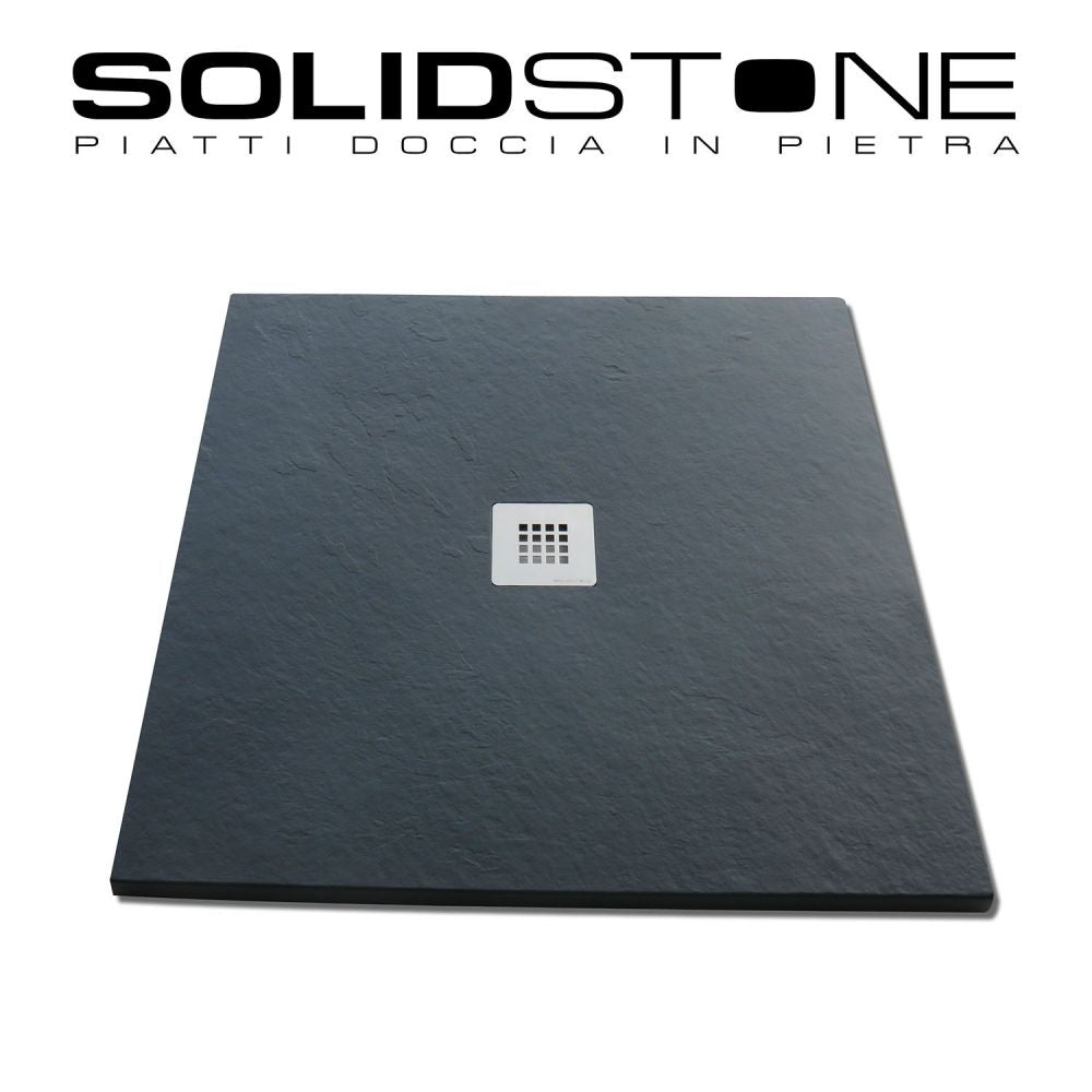 Piatto doccia in pietra SOLIDSTONE alto 2,8 cm - Antracite Grafite nero RAL 7016 - Misura: 120x120 x 2,8h 