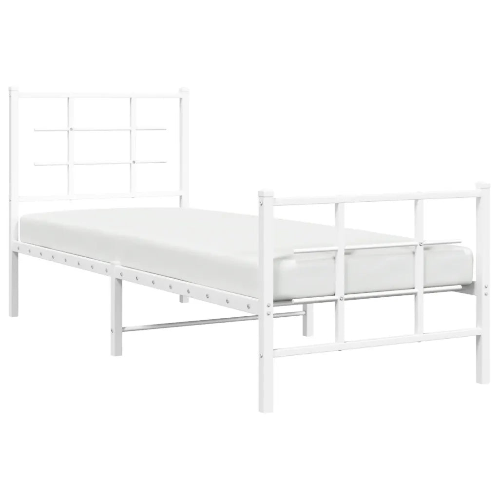 Giroletto con Testiera e Pediera Metallo Bianco 75x190 cm