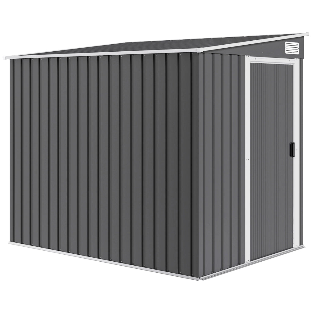 Capanno Attrezzi 1,5x2m con Base Porta Scorrevole e Tetto Inclinato in Metallo Grigio Scuro